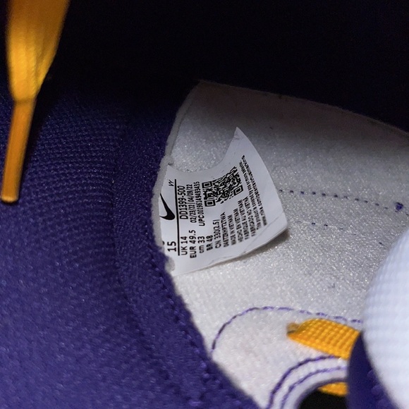 Nike Dunk Hi Retro sZ 15 Laker scheme inspired BRAND NEW NEVER WORN Box NO LID - Picture 10 of 14